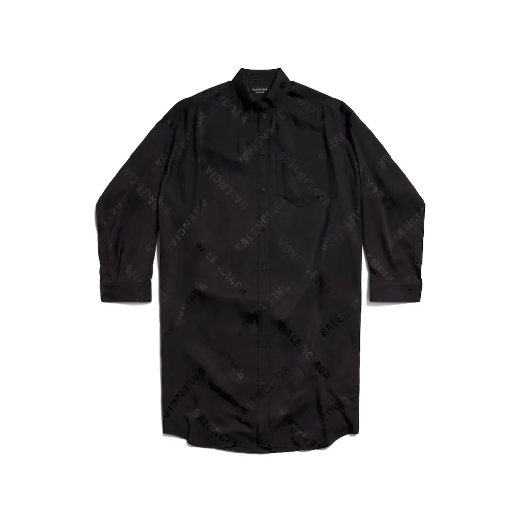 Women's Bal Diagonal Allover Long Sleeve Cocoon Dress in Black