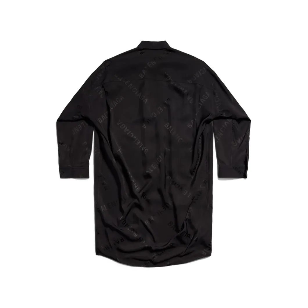 Women's Bal Diagonal Allover Long Sleeve Cocoon Dress in Black