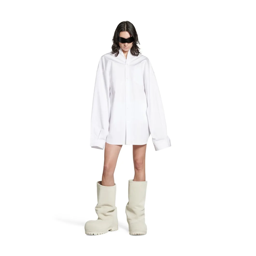 Women's Balenciaga Asymmetric Shirt Large Fit in White