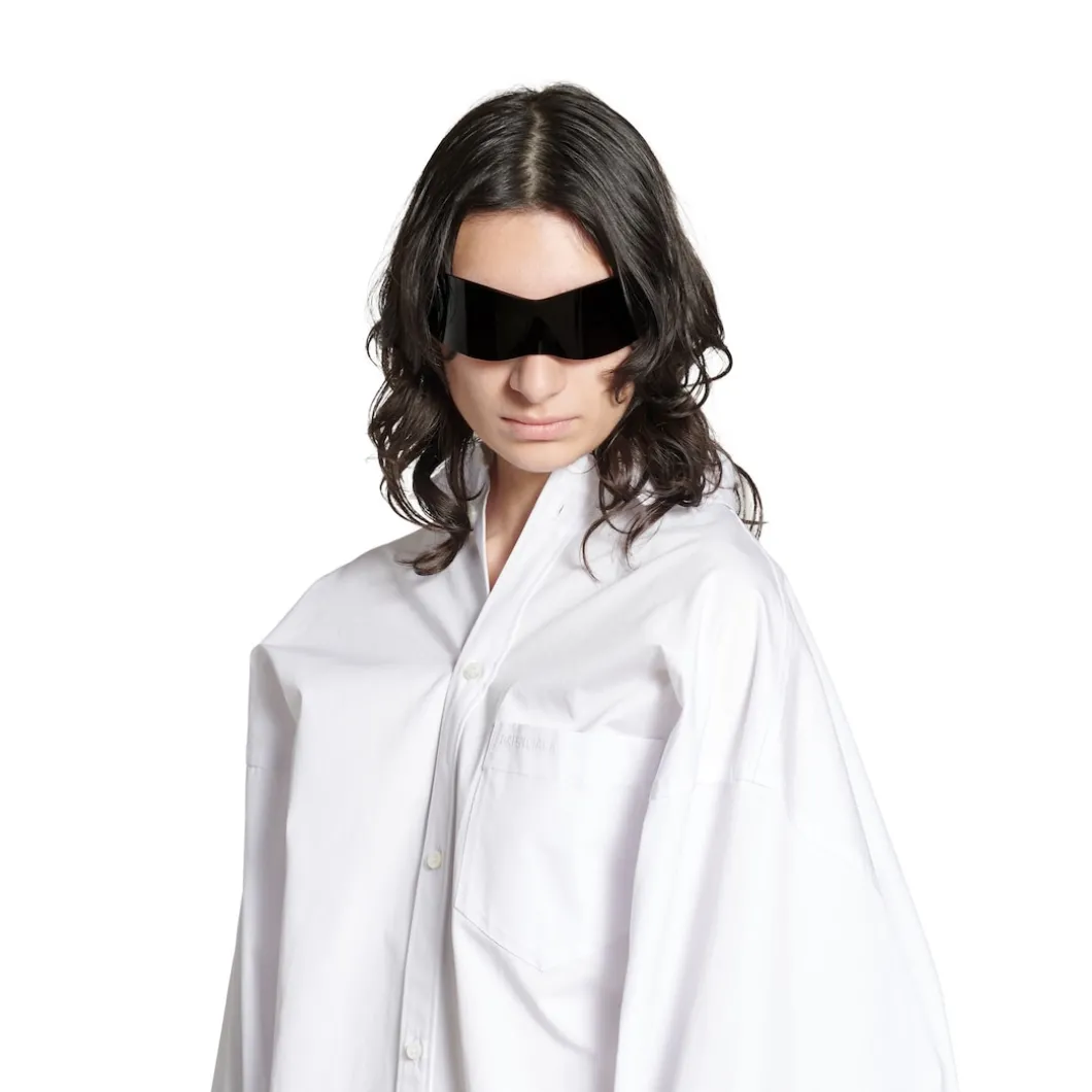 Women's Balenciaga Asymmetric Shirt Large Fit in White
