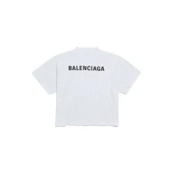 Women's Balenciaga Back Cropped T-shirt in White/black