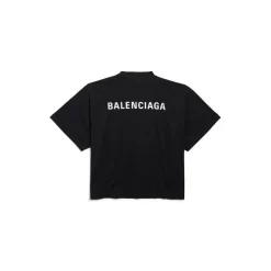 Women's Balenciaga Back Cropped T-shirt in Black/white
