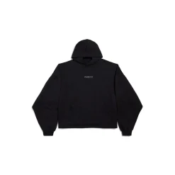 Women's Balenciaga Back Cropped Hoodie in Black
