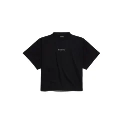 Women's Balenciaga Back Strass Cropped T-shirt in Black