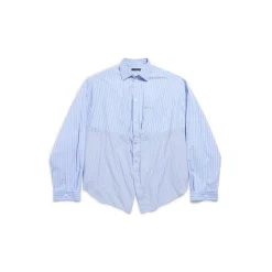 Women's Balenciaga Cut Up Shirt Oversized in Light Blue/white