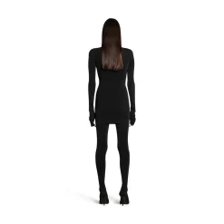 Women's Balenciaga Long Sleeve Mini Dress in Black