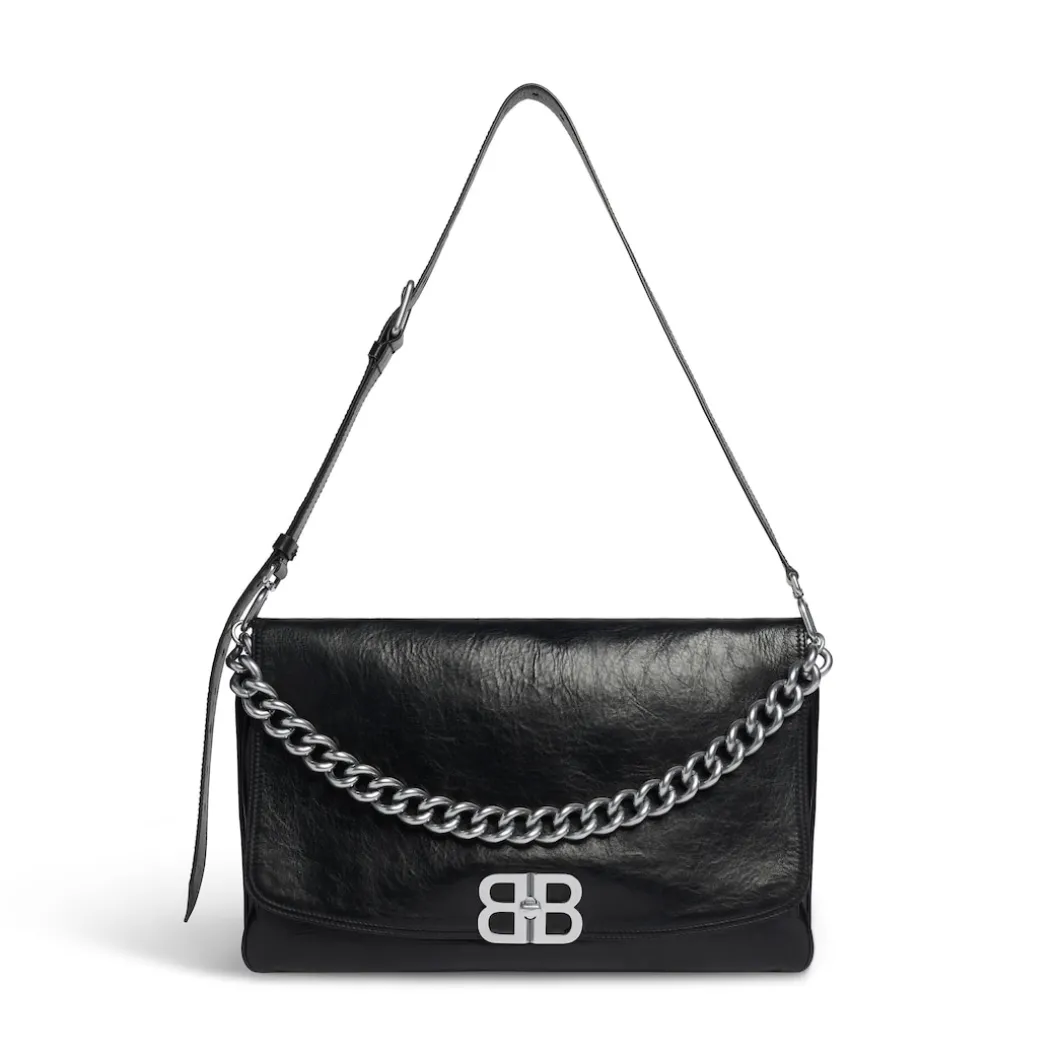 Women's Bb Soft Large Flap Bag in Black