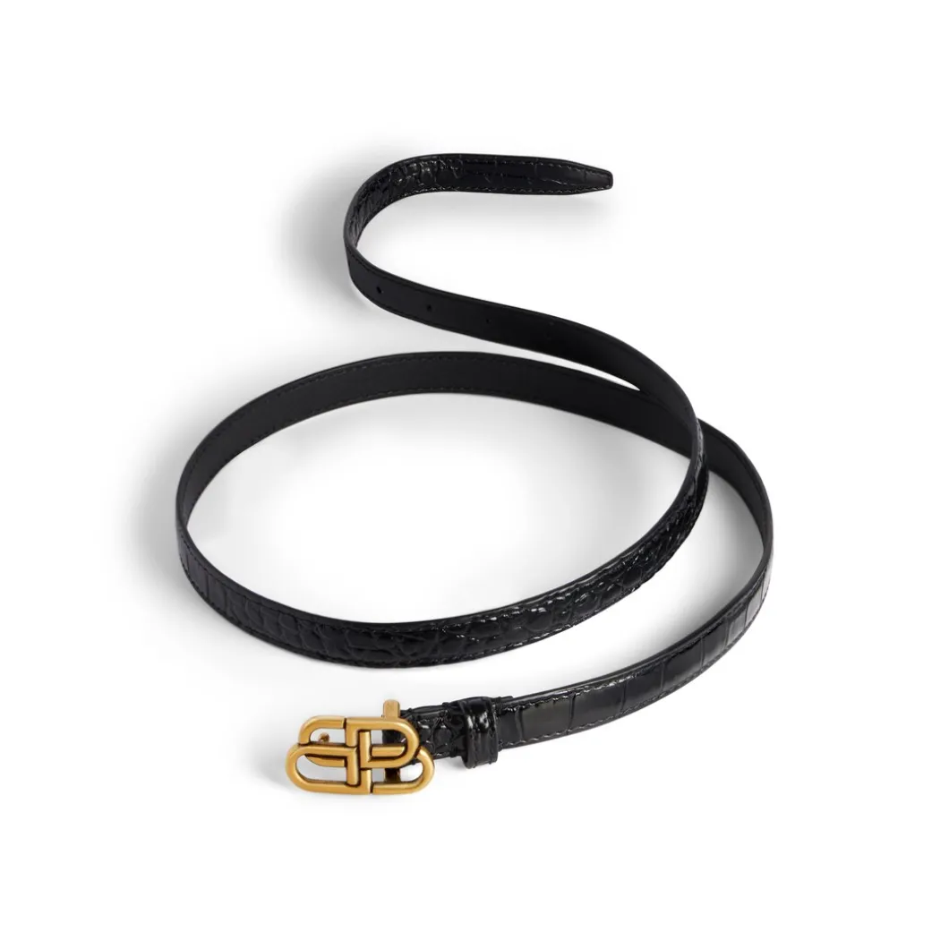 Women's Bb Super Thin Belt in Black