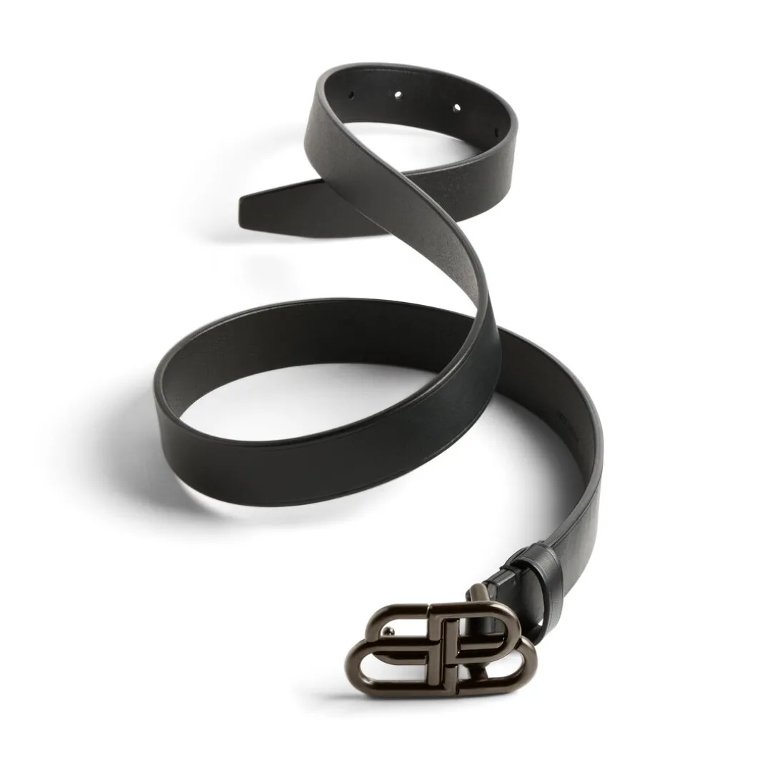 Women's Bb Thin Belt in Black