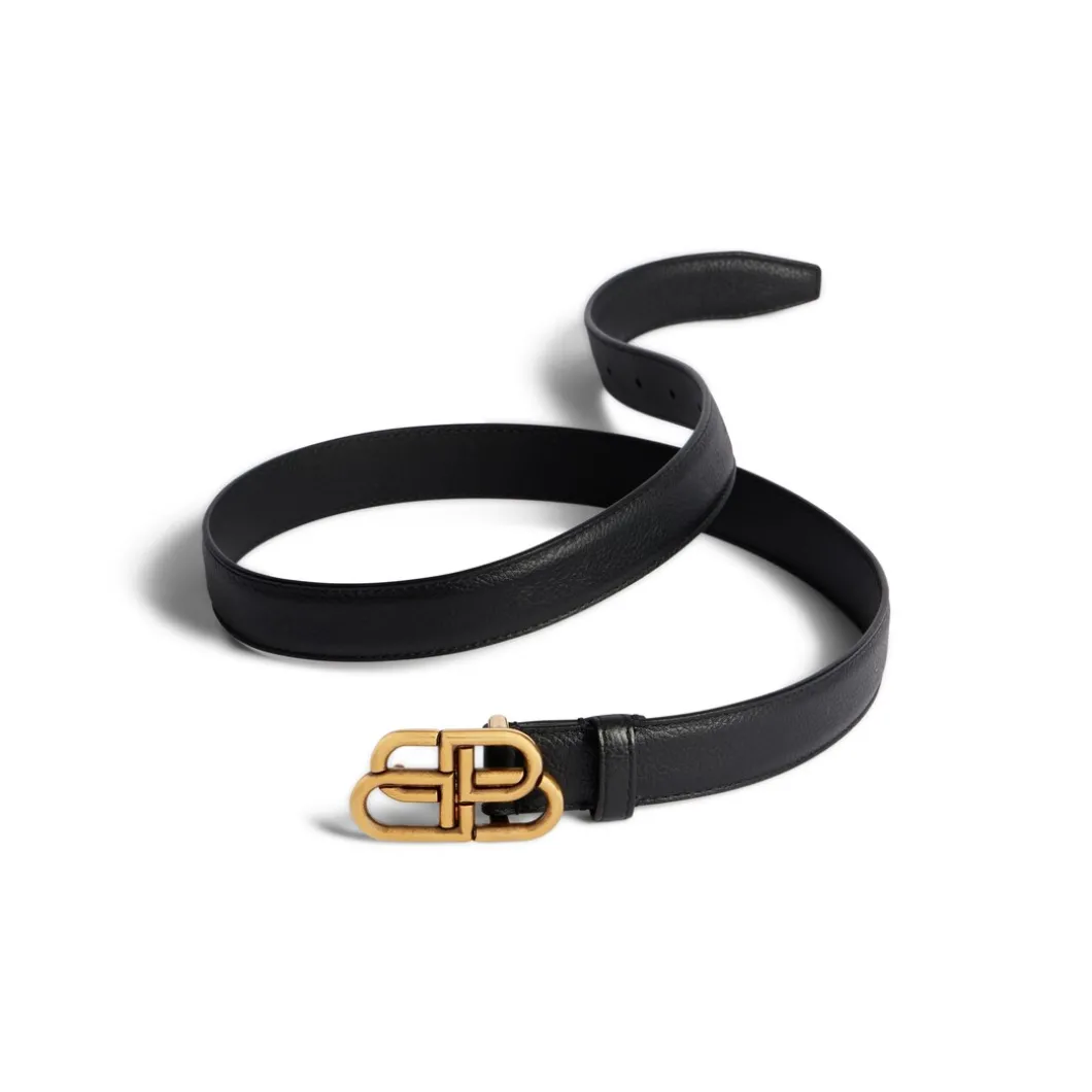 Women's Bb Thin Belt in Black