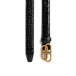 Women's Bb Thin Belt in Black