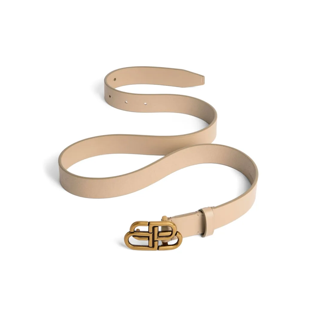 Women's Bb Thin Belt in Latte