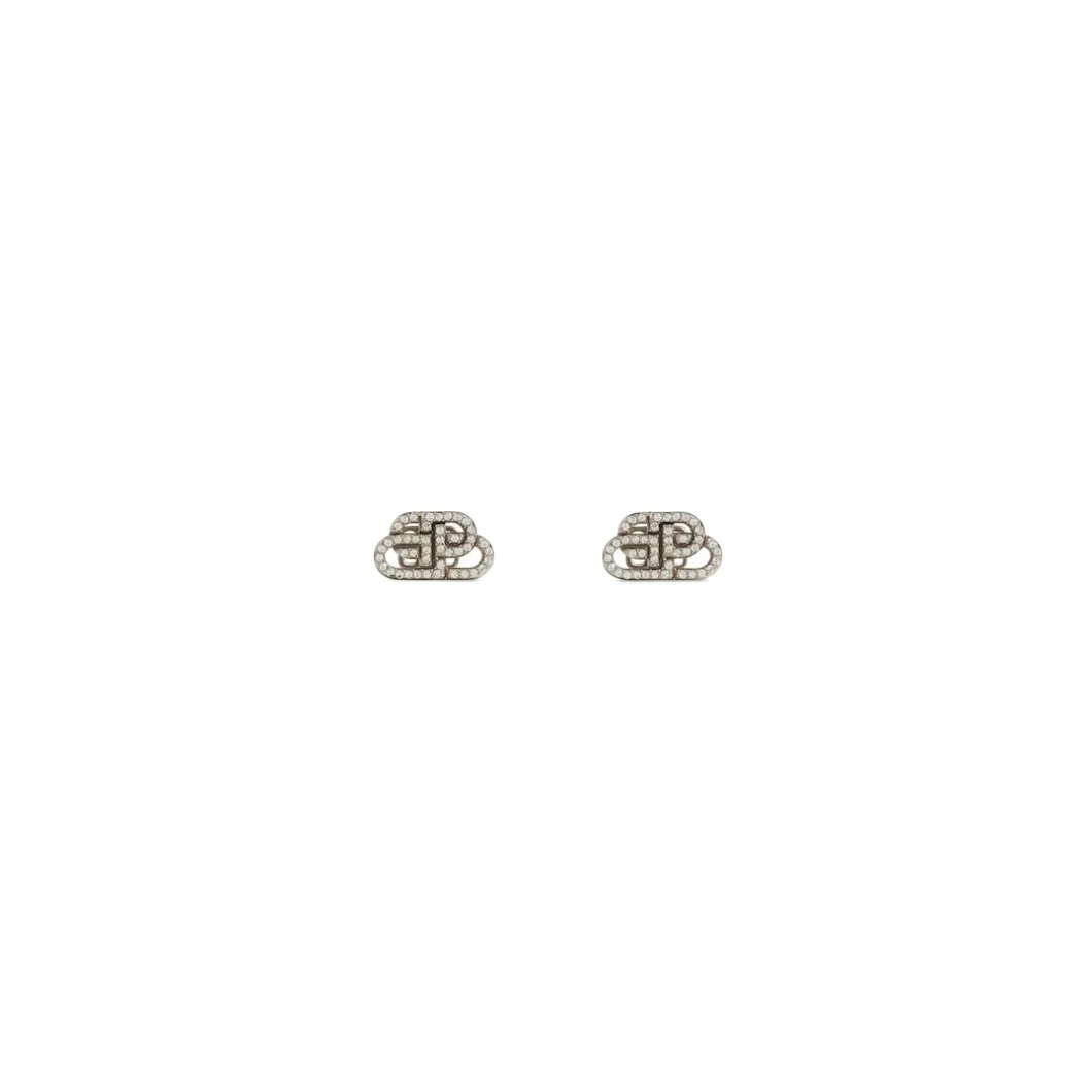 Women's Bb Xs Stud Earrings in Crystal/silver