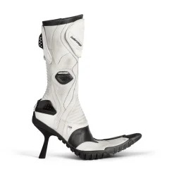 Women's Biker 90mm Bootie in White/beige/ Black
