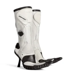 Women's Biker 90mm Bootie in White/beige/ Black