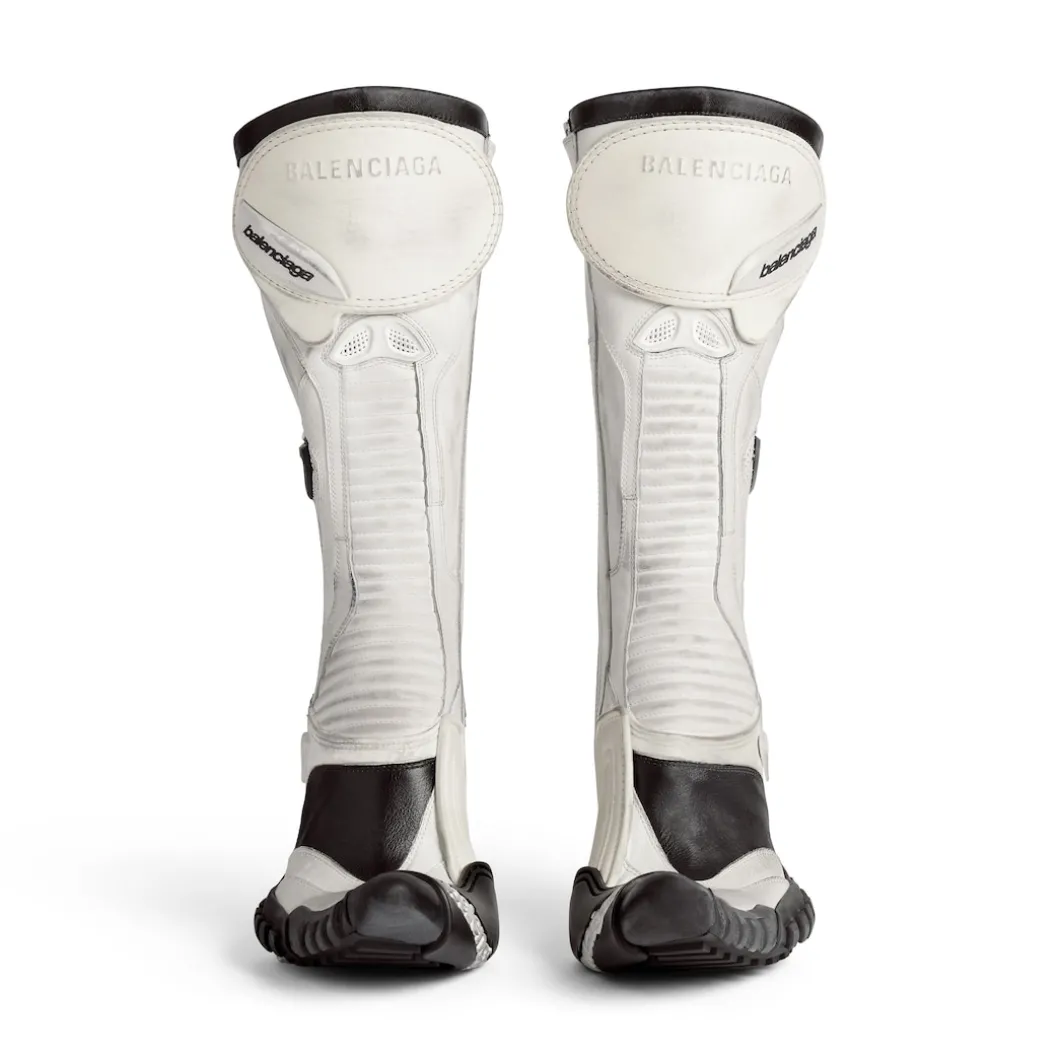 Women's Biker 90mm Bootie in White/beige/ Black