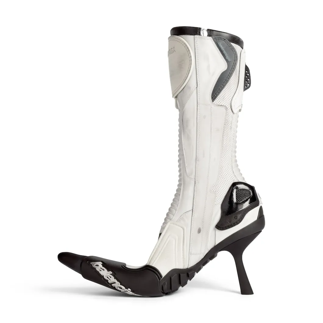 Women's Biker 90mm Bootie in White/beige/ Black