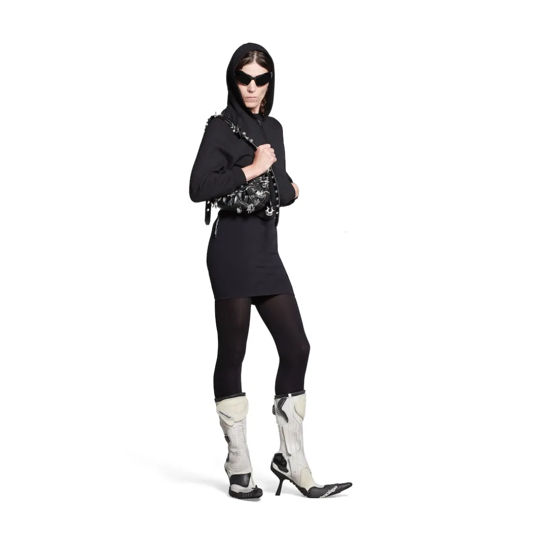 Women's Biker 90mm Bootie in White/beige/ Black