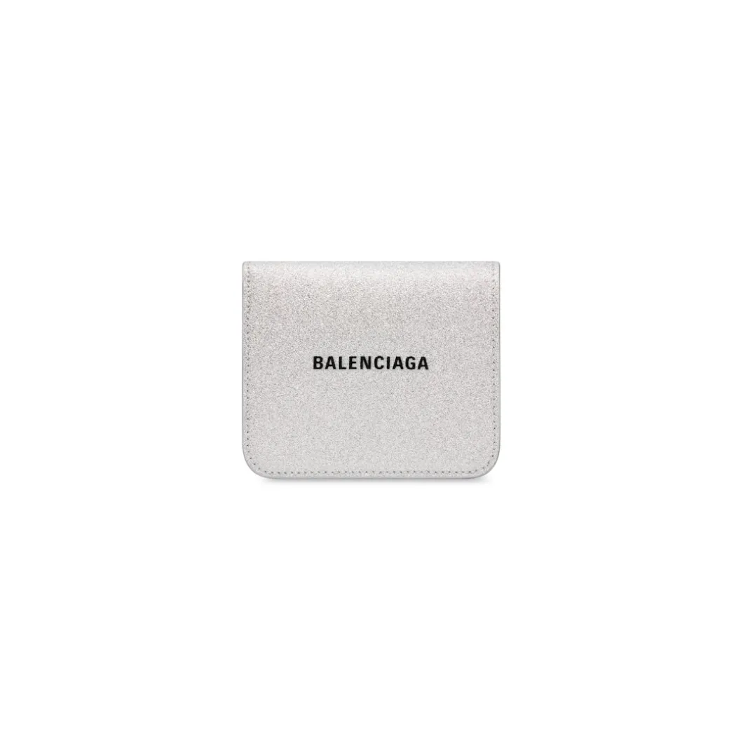 Women's Cash Flap Coin And Card Holder Sparkling Fabric in Silver