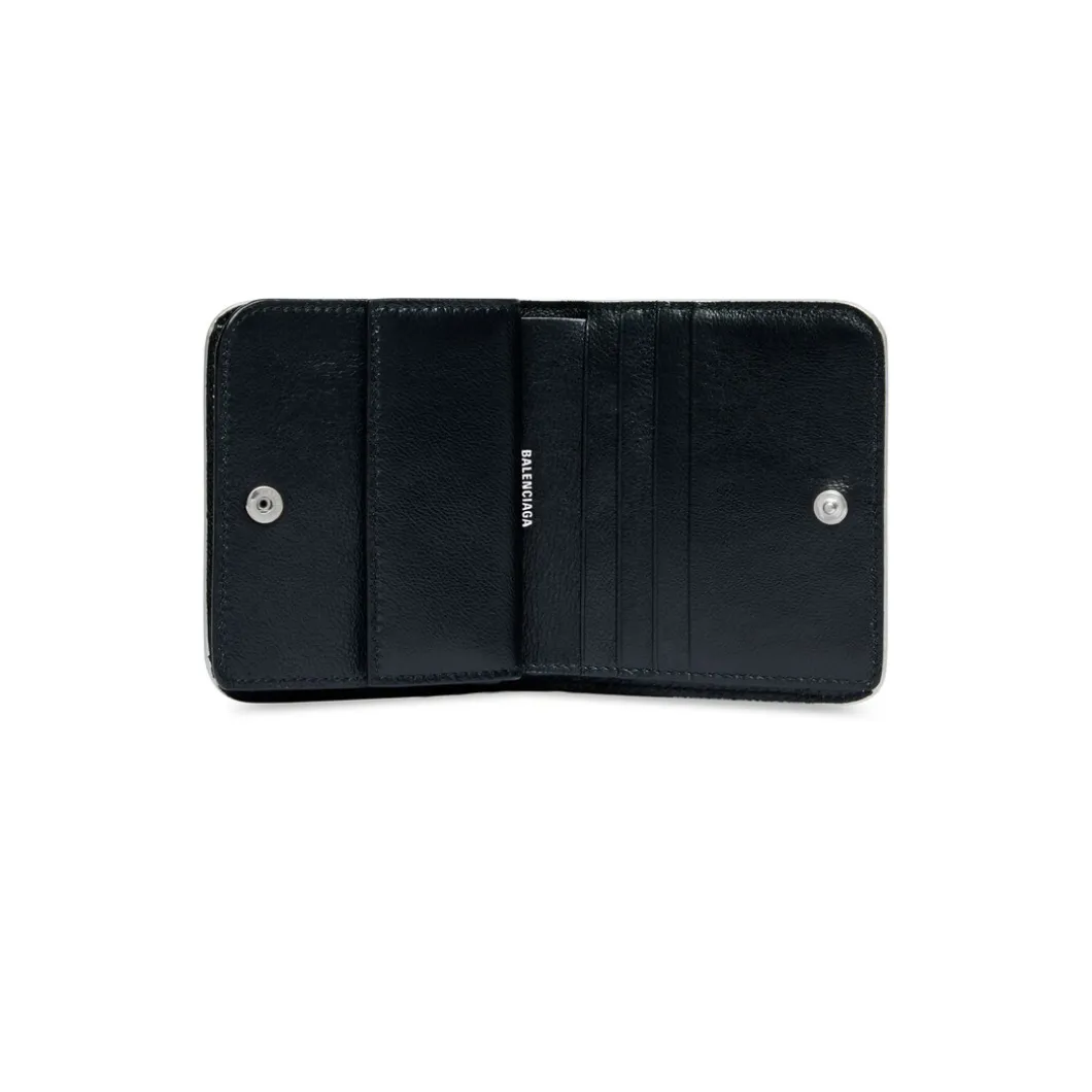 Women's Cash Flap Coin And Card Holder Sparkling Fabric in Silver