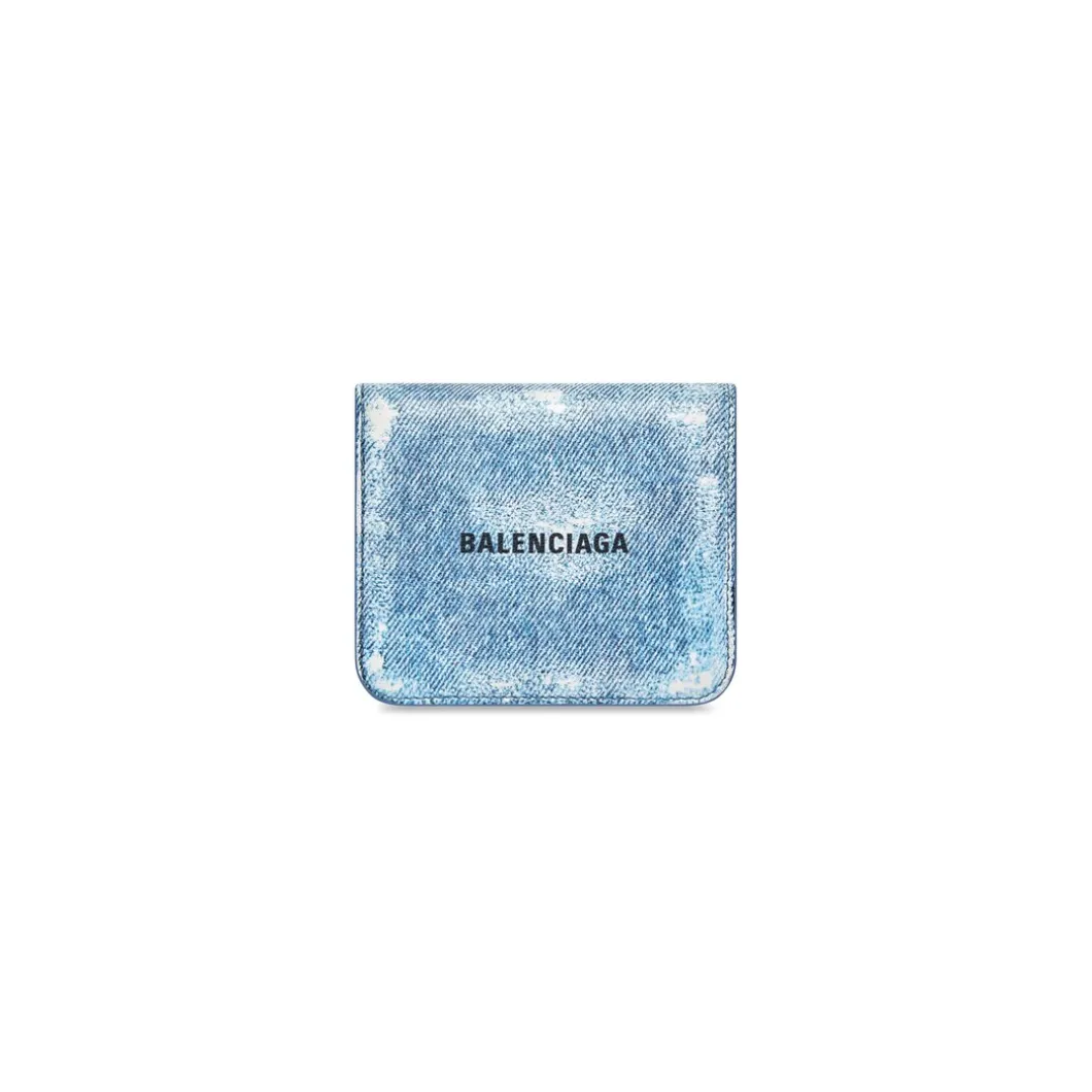 Women's Cash Flap Coin And Card Holder Denim Print in Blue