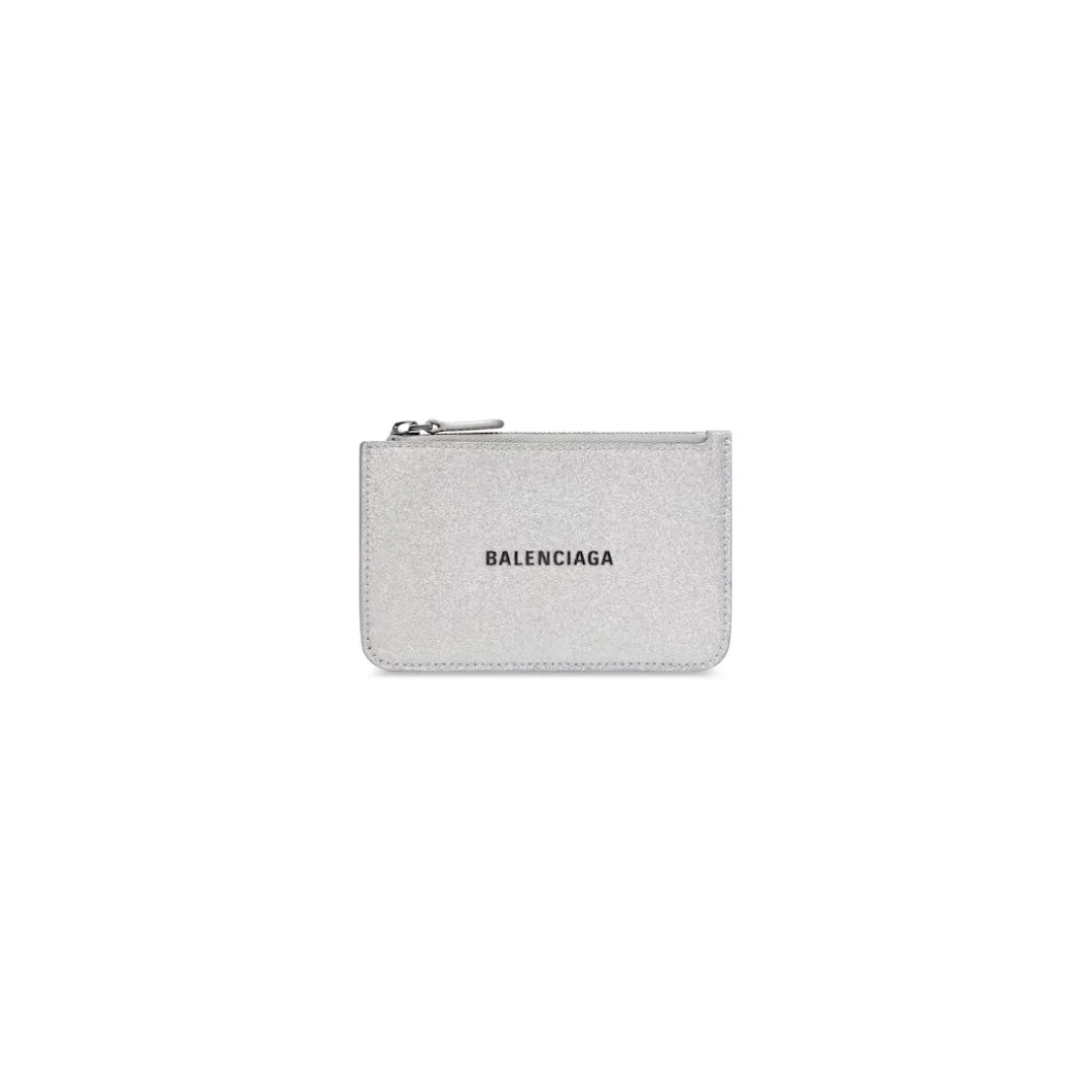Women's Cash Large Long Coin And Card Holder Sparkling Fabric in Silver