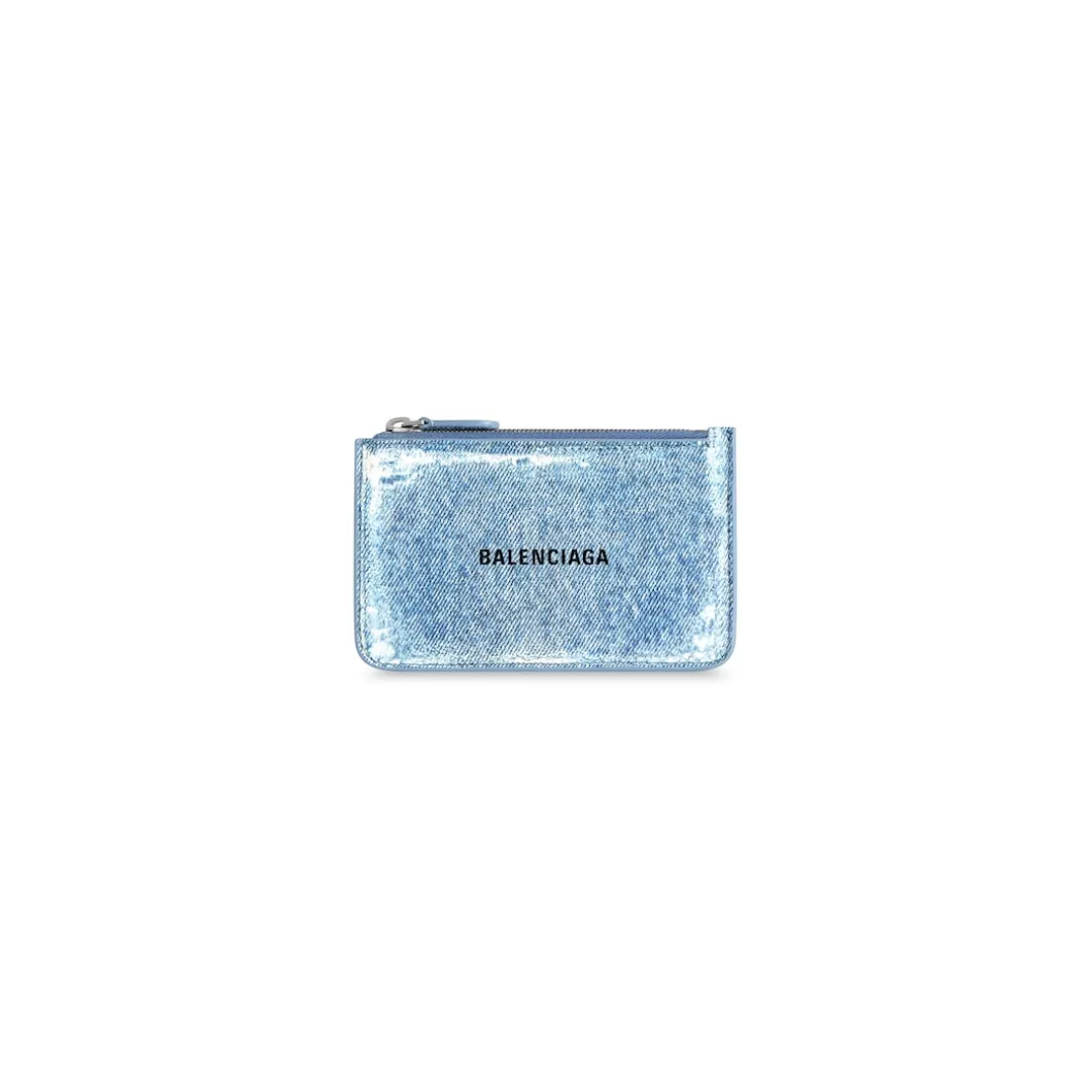 Women's Cash Large Long Coin And Card Holder Denim Print in Blue