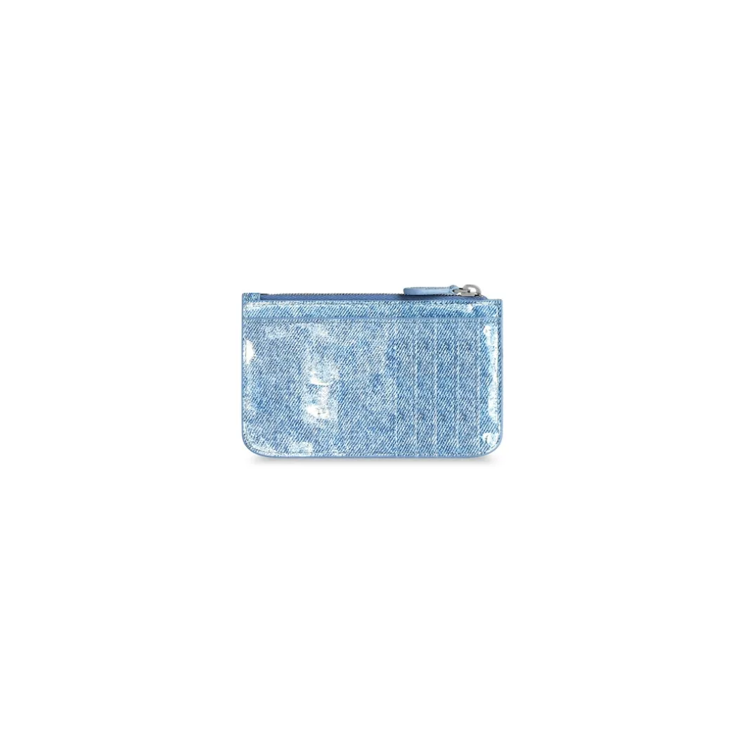 Women's Cash Large Long Coin And Card Holder Denim Print in Blue