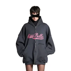 Women's Ciao Bello Pulled Hoodie Large Fit in Black