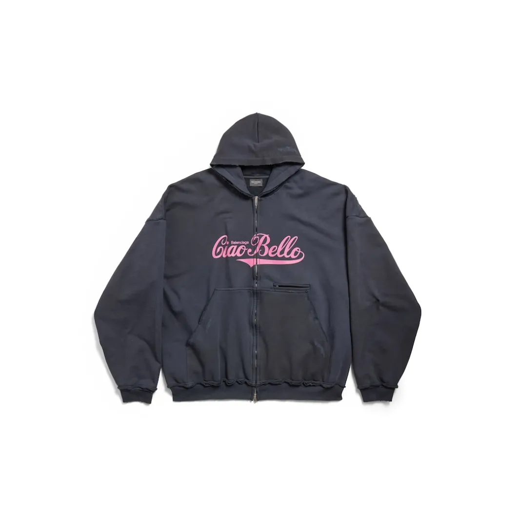 Women's Ciao Bello Pulled Hoodie Large Fit in Black