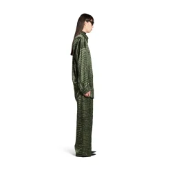 Women's Cocoon Shirt In Green Ai Croc Silk Satin in Green