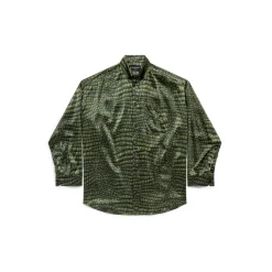 Women's Cocoon Shirt In Green Ai Croc Silk Satin in Green