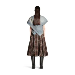 Women's Creased Pleated Skirt in Brown