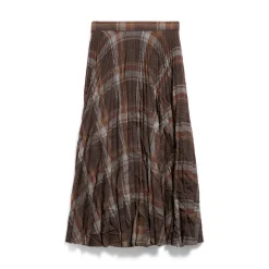 Women's Creased Pleated Skirt in Brown