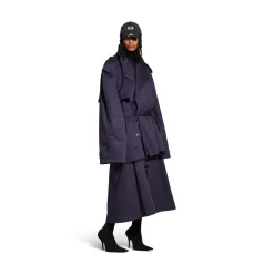Women's Cropped Trench in Dark Navy