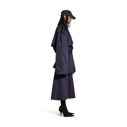 Women's Cropped Trench  in Dark Navy