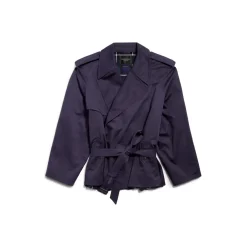 Women's Cropped Trench in Dark Navy