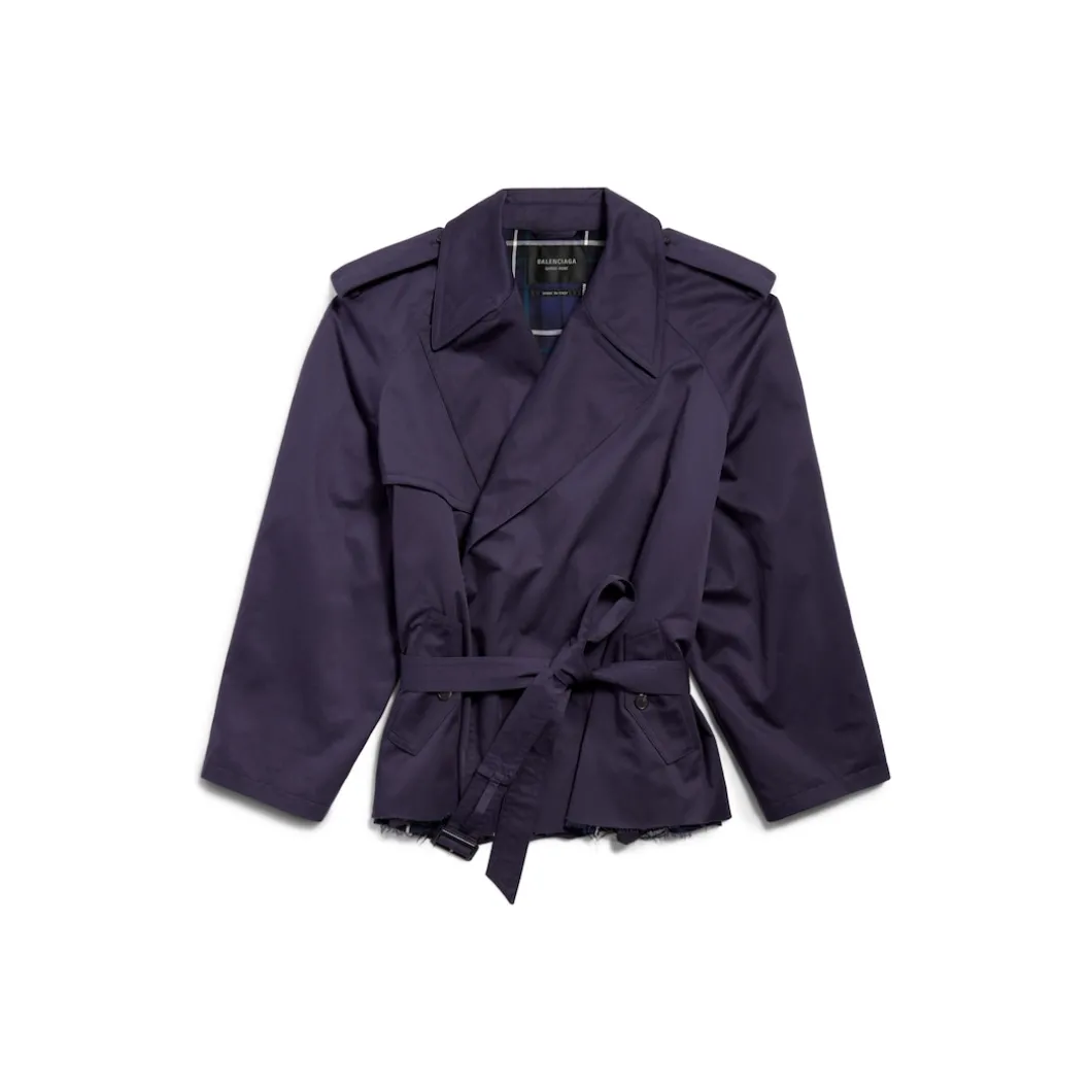 Women's Cropped Trench in Dark Navy