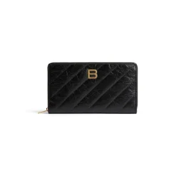 Women's Crush Continental Wallet Quilted in Black