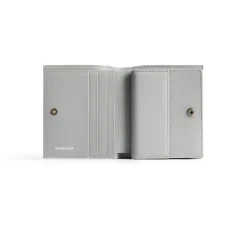 Women's Crush Flap Coin And Card Holder Metallized Quilted  in Silver