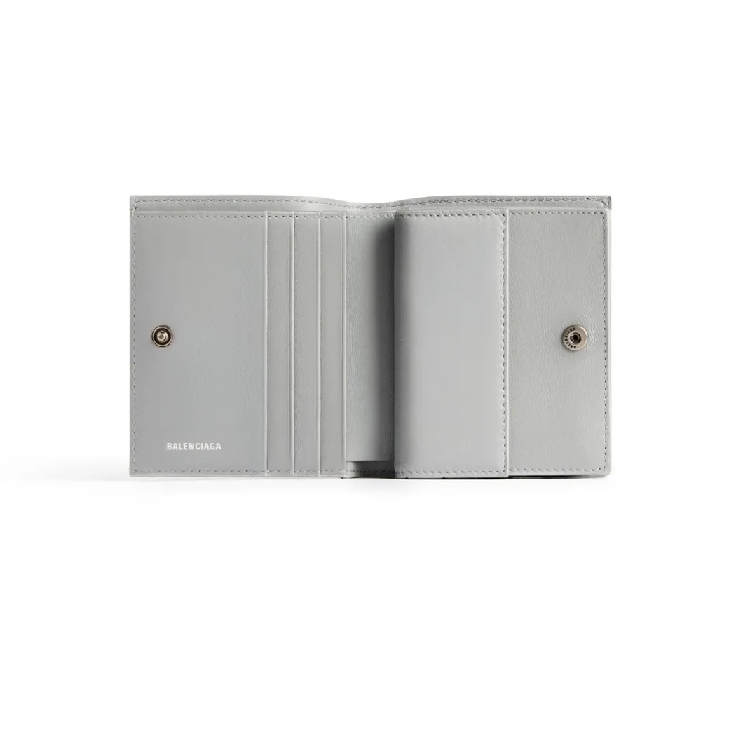 Women's Crush Flap Coin And Card Holder Metallized Quilted in Silver