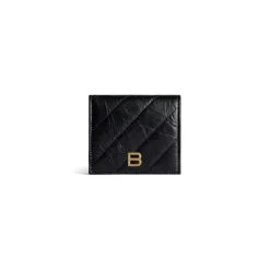 Women's Crush Flap Coin And Card Holder Quilted  in Black