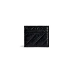 Women's Crush Flap Coin And Card Holder Quilted in Black