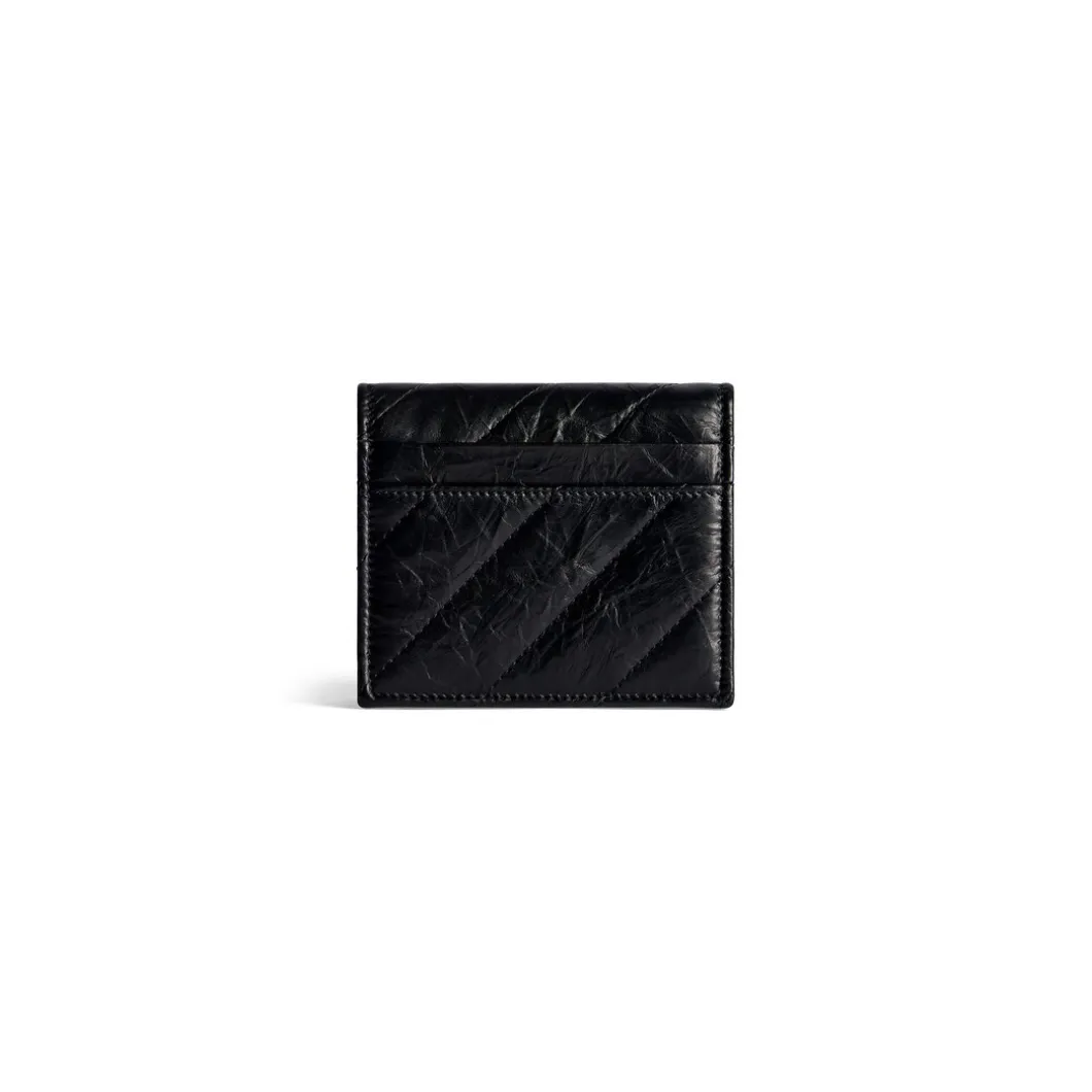 Women's Crush Flap Coin And Card Holder Quilted in Black