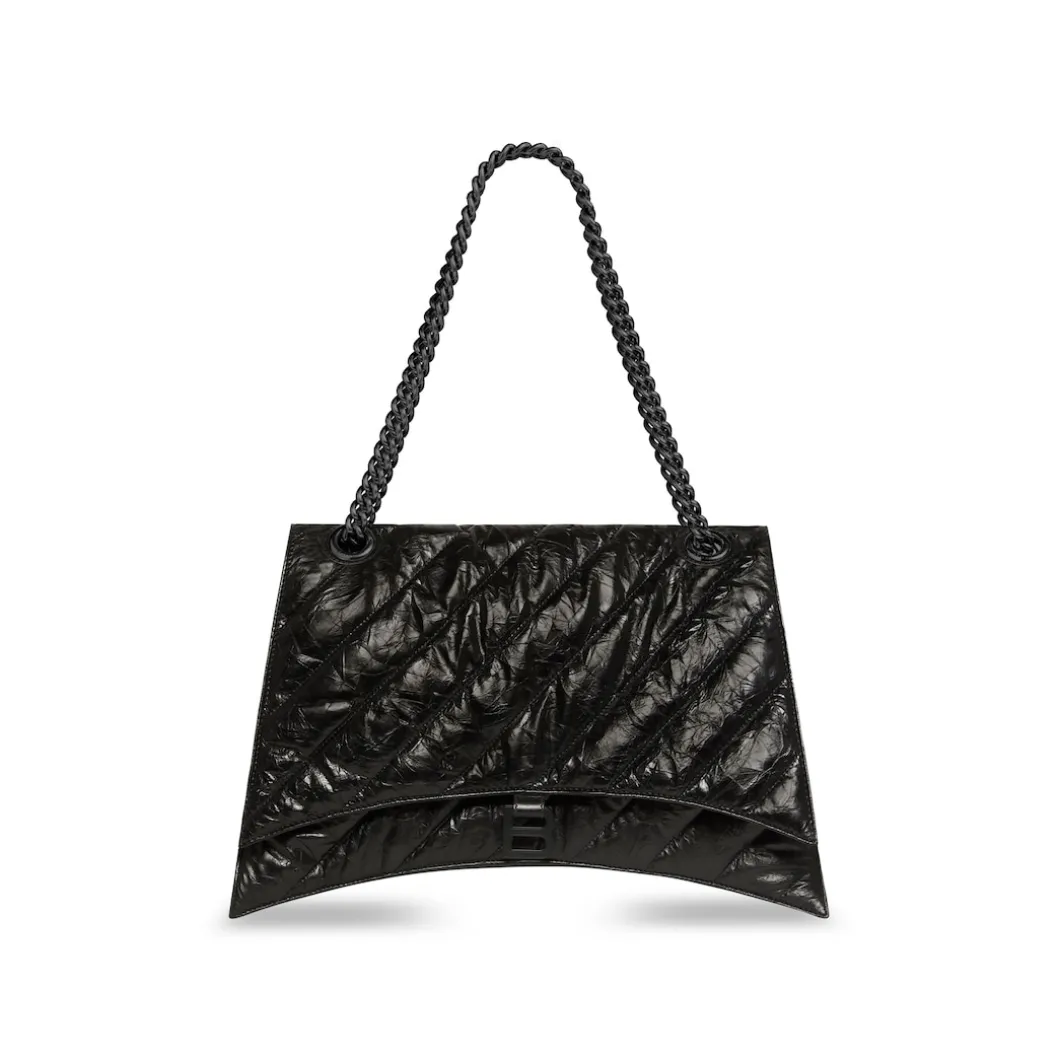 Women's Crush Large Chain Bag Quilted in Black