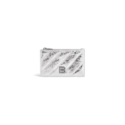 Women's Crush Long Coin And Card Holder Metallized Quilted in Silver