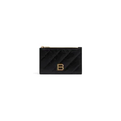 Women's Crush Long Coin And Card Holder Quilted in Black