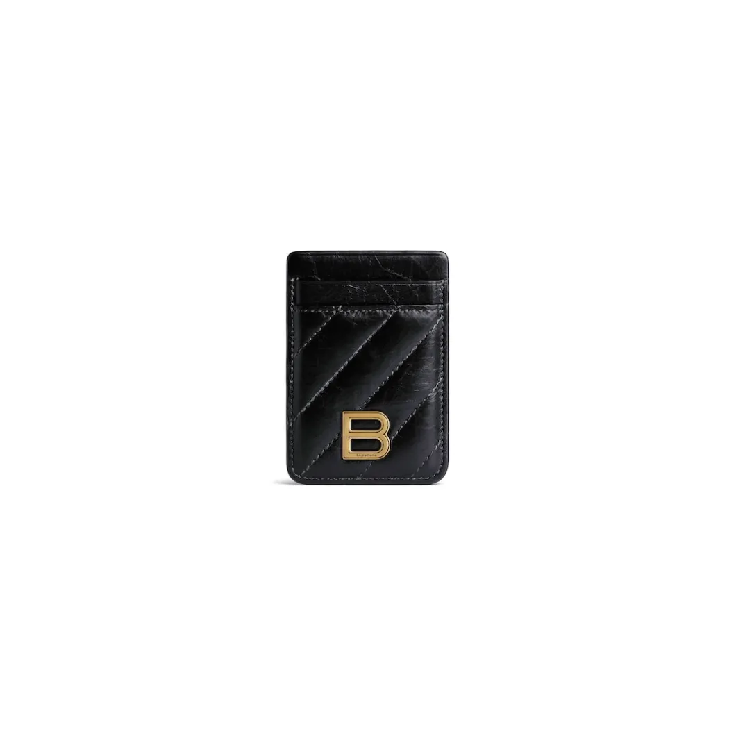 Women's Crush Magnet Card Holder Quilted in Black