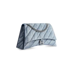 Women's Crush Medium Chain Bag Quilted Denim  in Blue