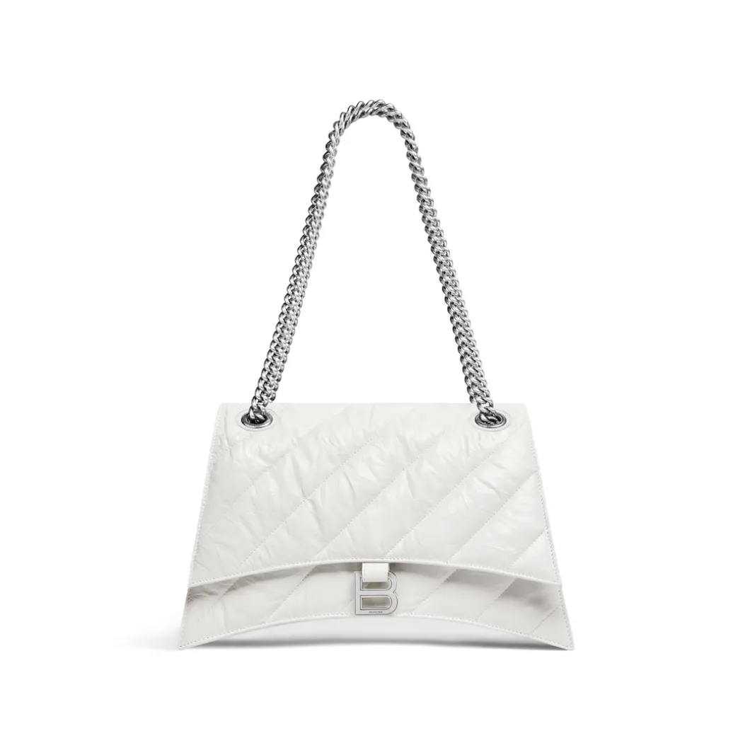 Women's Crush Medium Chain Bag Quilted in Optic White